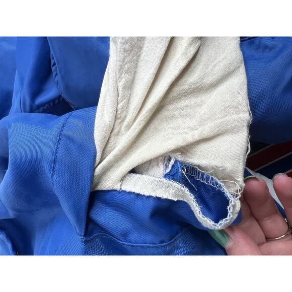 Vtg Blue Holloway Satin Snap Up Bomber Jacket Made In USA Steel Mining Size Med - Picture 11 of 16